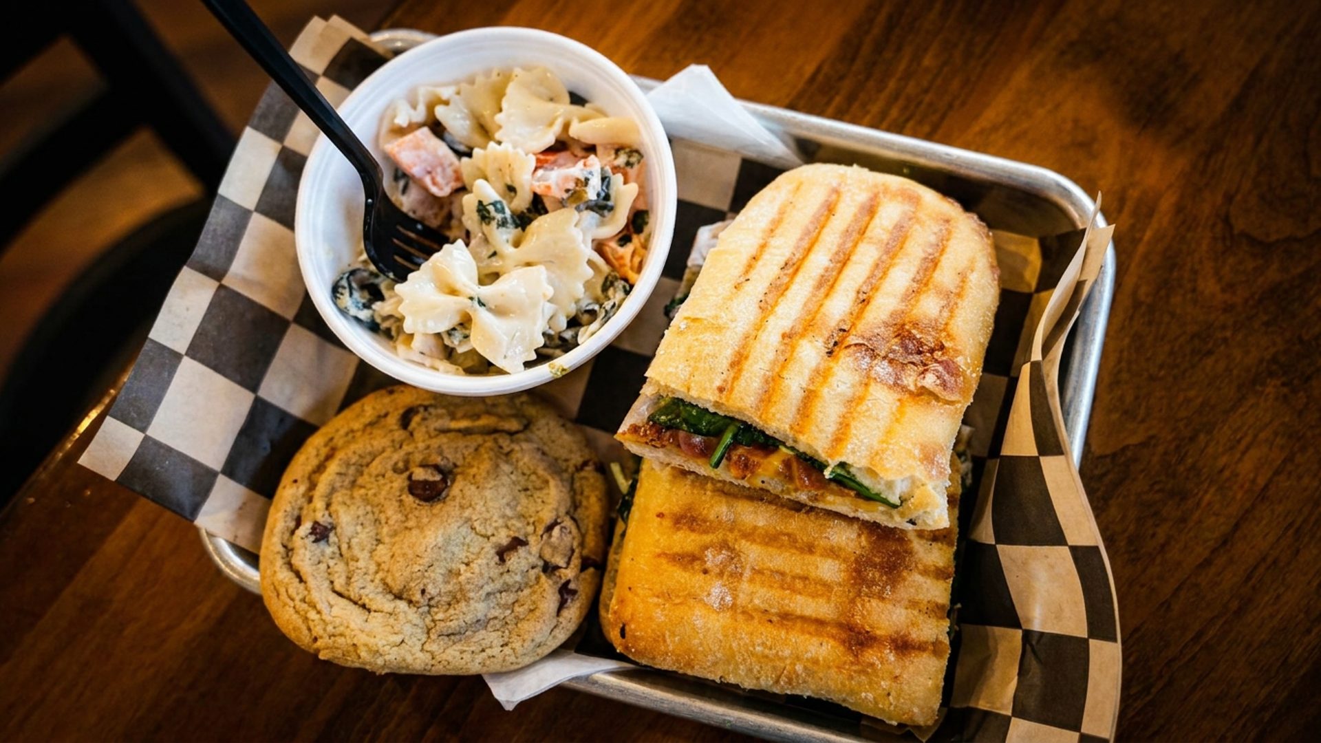 Panini, espresso, salad bar